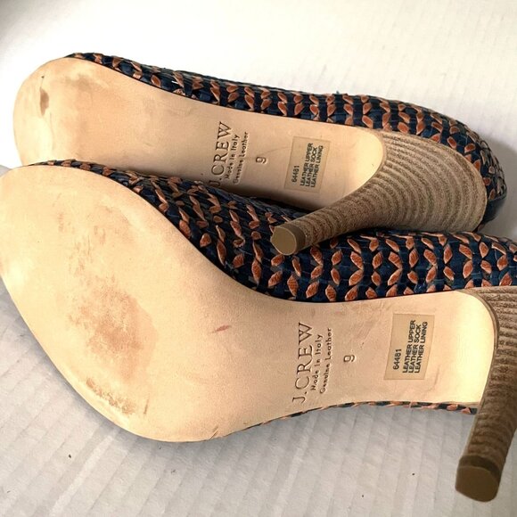 J. Crew Mona Dream Weaver Woven Pump Navy & Tan - Picture 6 of 8